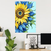 Hochdetailliertes Sonnenblumen-Illustrations-Poste Poster (Heimbüro)