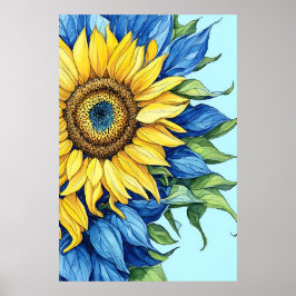 Hochdetailliertes Sonnenblumen-Illustrations-Poste Poster