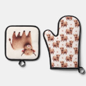 Hochfarbene Kuhweide Ofenhandschuh & Topflappen-Set (Vorderseite)