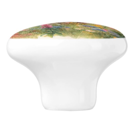 Hochfarbiges Feld für die Wildblume von Kühen Keramikknauf (Seitenansicht)