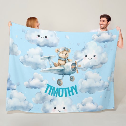 Hochfliegend mit Teddy dem Piloten Fleecedecke (Beispiel)