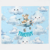 Hochfliegend mit Teddy dem Piloten Fleecedecke (Vorderseite (Horizontal))