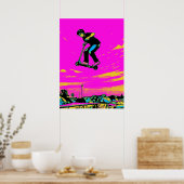 Hochfliegender Stunt - Scooter-Fahrer Poster (Küche)