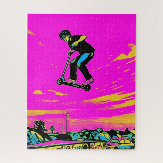 Hochfliegender Stunt - Scooter Fahrer Puzzle (Vertikal)