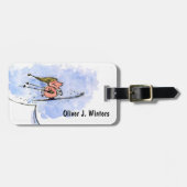 Hochfliegendes Schwein - Ski Jumping Pig Athlete Gepäckanhänger (Vorderseite horizontal)