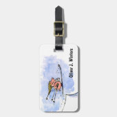 Hochfliegendes Schwein - Ski Jumping Pig Athlete Gepäckanhänger (Vorderseite vertikal)