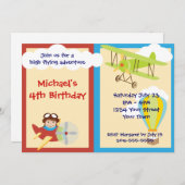 Hochfliegerabenteuer Geburtstagsparty Einladung (Vorne/Hinten)