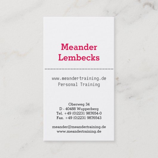 Hochformat Typhoheit Visitenkarte (Vorderseite)