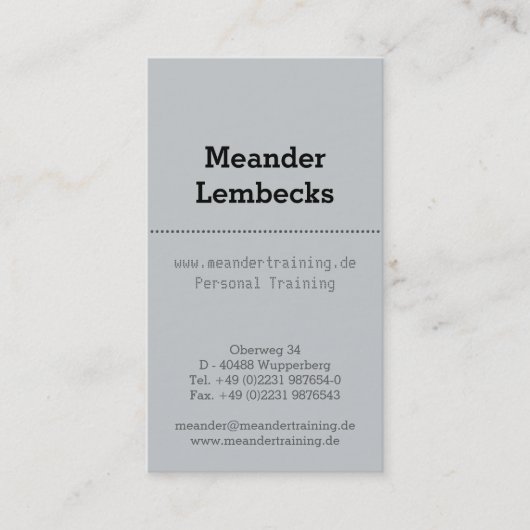 Hochformat Typhoheit Visitenkarte (Vorderseite)