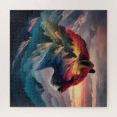 Hochgebirge Silhouette Puma Sunset Puzzle (Horizontal)