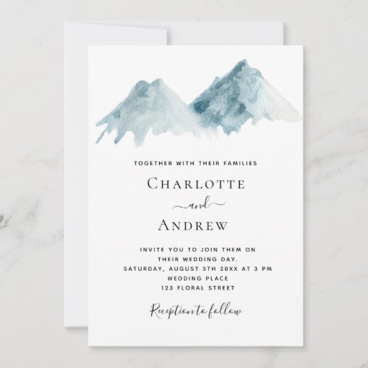 Hochgebirgslandschaft Blaue Natur Einladung (Vorderseite)