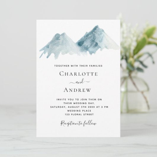 Hochgebirgslandschaft Blaue Natur Einladung (Stehend Vorderseite)