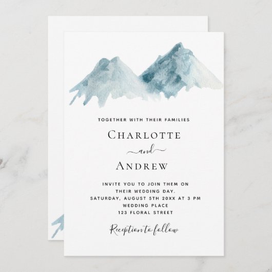 Hochgebirgslandschaft Blaue Natur Einladung (Vorne/Hinten)