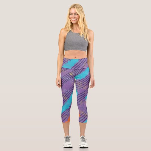 Hochgebrannte Capris-Pickleball-Pflanzen Capri Leggings (Vorderseite)