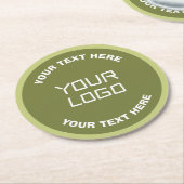 Hochgeladene Logos, Design und bearbeitbarer Text, Runder Pappuntersetzer (Angewinkelt)