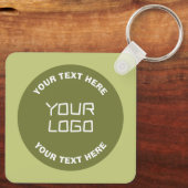 Hochgeladene Logos, Design und bearbeitbarer Text, Schlüsselanhänger (Rückseite)