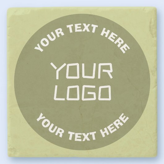 Hochgeladene Logos, Design und bearbeitbarer Text, Steinuntersetzer