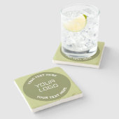 Hochgeladene Logos, Design und bearbeitbarer Text, Steinuntersetzer (Seitenansicht)