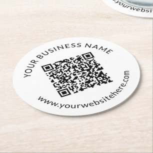 Hochgeladene QR-Code-Vorlage mit bearbeitbarem Tex Runder Pappuntersetzer