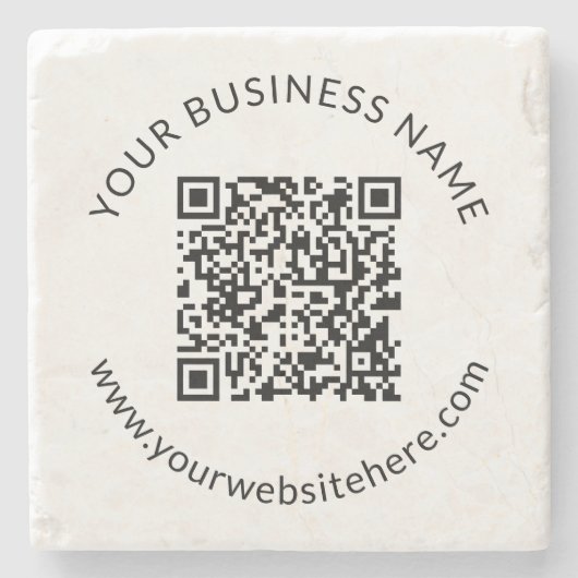 Hochgeladene QR-Code-Vorlage mit bearbeitbarem Tex Steinuntersetzer (Vorderseite)