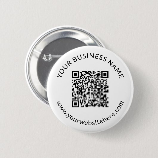 Hochgeladene QR-Codevorlage mit bearbeitbarem Text Button (Vorne & Hinten)