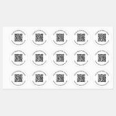 Hochgeladene QR-Codevorlage mit bearbeitbarem Text Etiketten (Blatt)