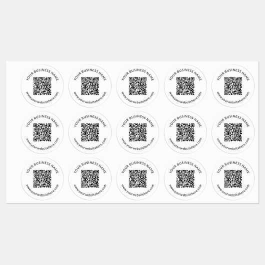 Hochgeladene QR-Codevorlage mit bearbeitbarem Text Etiketten (Blatt)