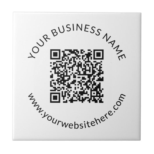 Hochgeladene QR-Codevorlage mit bearbeitbarem Text Fliese (Vorderseite)