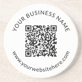 Hochgeladene QR-Codevorlage mit bearbeitbarem Text Getränkeuntersetzer