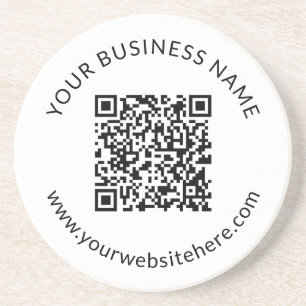 Hochgeladene QR-Codevorlage mit bearbeitbarem Text Getränkeuntersetzer