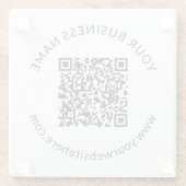 Hochgeladene QR-Codevorlage mit bearbeitbarem Text Glasuntersetzer (Rückseite)
