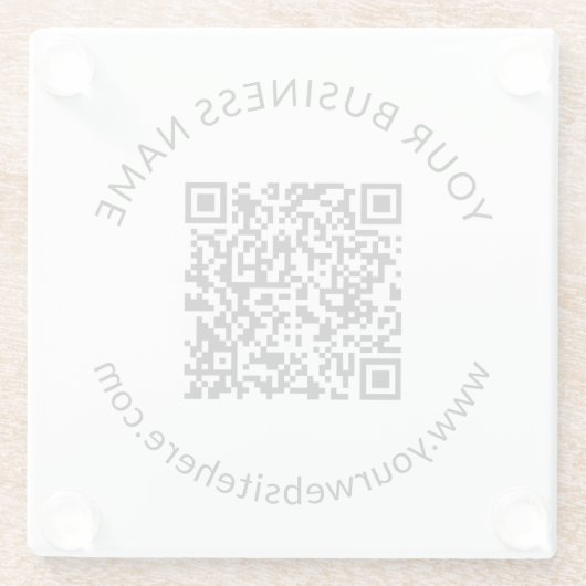 Hochgeladene QR-Codevorlage mit bearbeitbarem Text Glasuntersetzer (Rückseite)