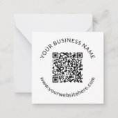 Hochgeladene QR-Codevorlage mit bearbeitbarem Text Mitteilungskarte (Vorderseite)