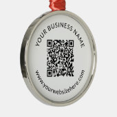 Hochgeladene QR-Codevorlage mit bearbeitbarem Text Ornament Aus Metall (Rechts)