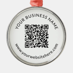 Hochgeladene QR-Codevorlage mit bearbeitbarem Text Ornament Aus Metall