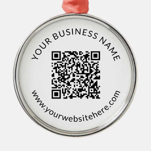 Hochgeladene QR-Codevorlage mit bearbeitbarem Text Ornament Aus Metall (Vorne)