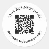 Hochgeladene QR-Codevorlage mit bearbeitbarem Text Runder Aufkleber (Vorderseite)