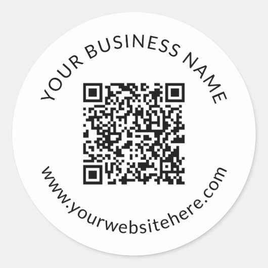 Hochgeladene QR-Codevorlage mit bearbeitbarem Text Runder Aufkleber (Vorderseite)