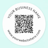 Hochgeladene QR-Codevorlage mit bearbeitbarem Text Runder Aufkleber