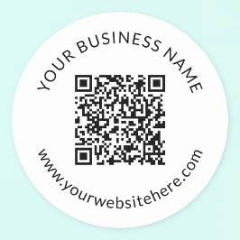 Hochgeladene QR-Codevorlage mit bearbeitbarem Text Runder Aufkleber