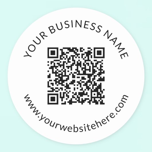 Hochgeladene QR-Codevorlage mit bearbeitbarem Text Runder Aufkleber