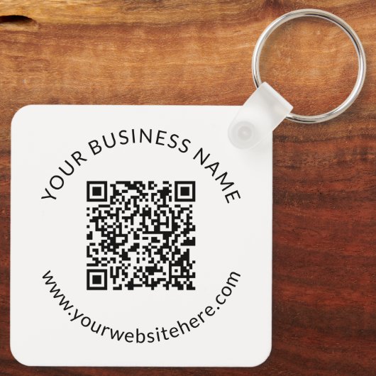Hochgeladene QR-Codevorlage mit bearbeitbarem Text Schlüsselanhänger (Rückseite)