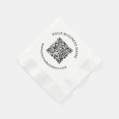 Hochgeladene QR-Codevorlage mit bearbeitbarem Text Serviette (Ecke)