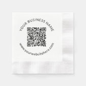 Hochgeladene QR-Codevorlage mit bearbeitbarem Text Serviette (Vorderseite)