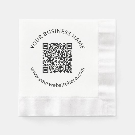 Hochgeladene QR-Codevorlage mit bearbeitbarem Text Serviette (Vorderseite)