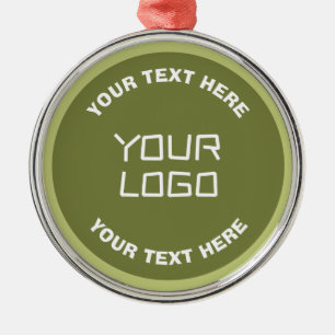 Hochgeladenes Logo oder Design & editierbarer Text Ornament Aus Metall