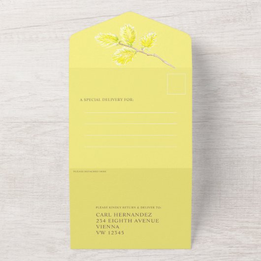 Hochgelbe Wildkatze Aquarell und Foto All In One Einladung (Außenbereich)