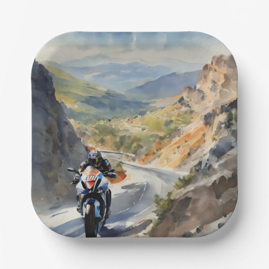 Hochgeschwindigkeits-Abenteuer in lebendiger Bergw Pappteller (Vorderseite)