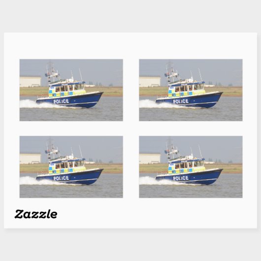 Hochgeschwindigkeits-Polizeiboot Rechteckiger Aufkleber (Blatt)