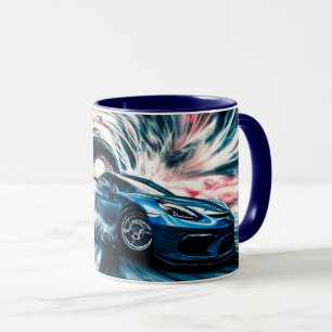 Hochgeschwindigkeits-Sportwagen treiben hart Tasse